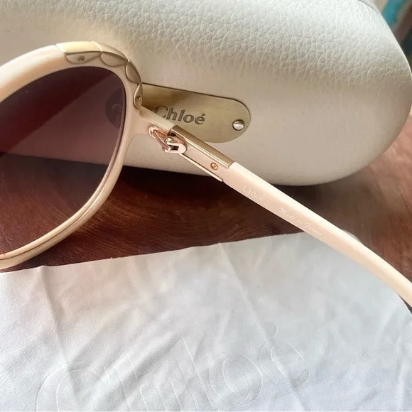 Chloe Cream Scallop Accent Vintage Sunglasses - Picture 9 of 12